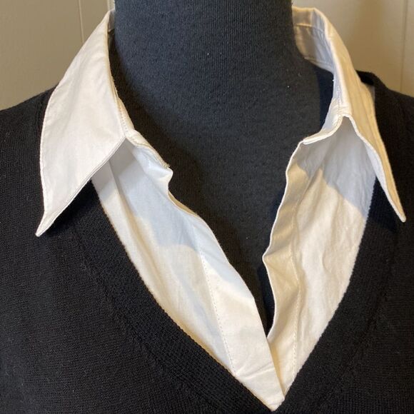 NWT j. society Women’s Medium Double Layer Sweater Vest Collar Side Vent - Picture 2 of 6